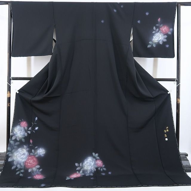 ❁tomihisa❁美品 濡れ描き友禅作家 高橋峰陵 落款“色褪せぬ華…薔薇を