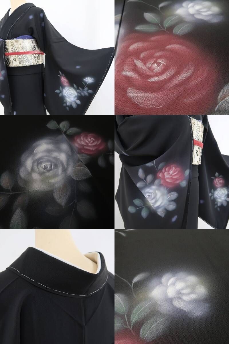 ❁tomihisa❁美品 濡れ描き友禅作家 高橋峰陵 落款“色褪せぬ華…薔薇を