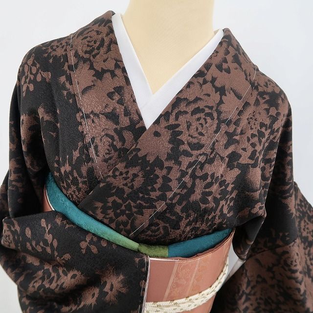 ❁tomihisa❁新品 京友禅 未来才色 落款 薔薇 着物 正絹 仕付け糸付