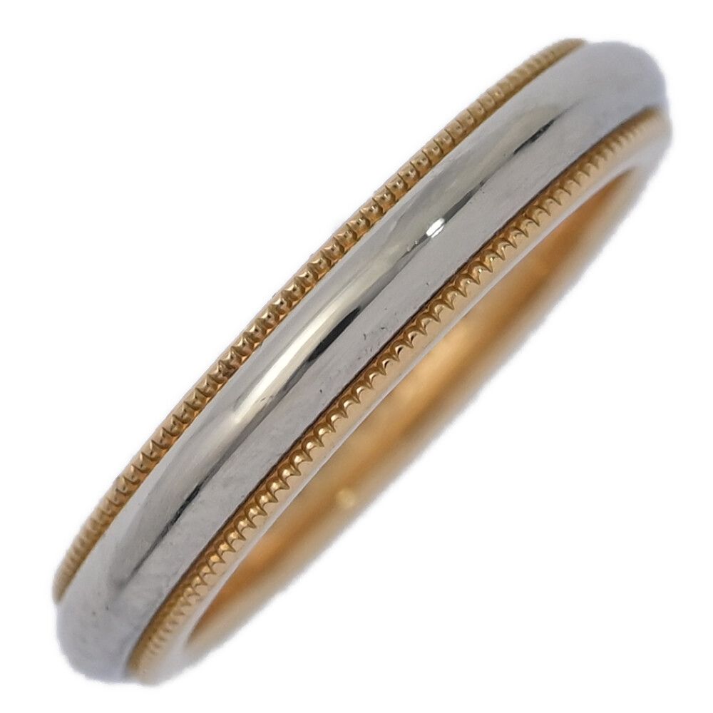 TIFFANY ＆ Co. ティファニー ミルグレインバンドリング 指輪 K 18 750×Pt 950コンビ-Kメイン-5 g 8号 48 ピンクゴールド×プラチナ ♀ A レディース 599410