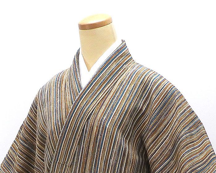  小紋 正絹 縦縞 身丈166.5 cm 裄丈67.5 リサイクル 着物 c 4099 小紋 着物