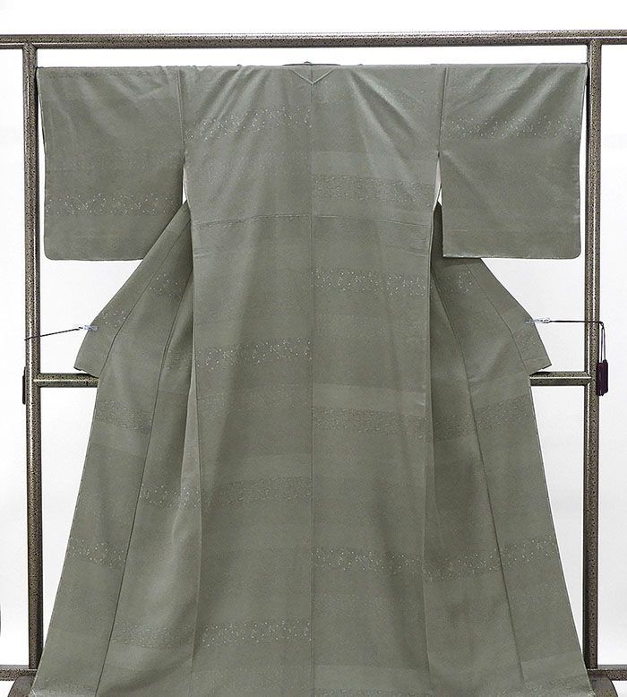 小紋 正絹 横段 花 鳥 身丈162.5 cm 裄丈67.5 江戸小紋 未着用 着物 c 4090