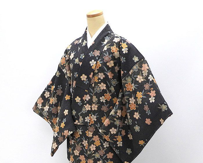 小紋 未使用 ポリエステル さんび 桜 身丈157.5cm 裄丈65cm 小紋 未