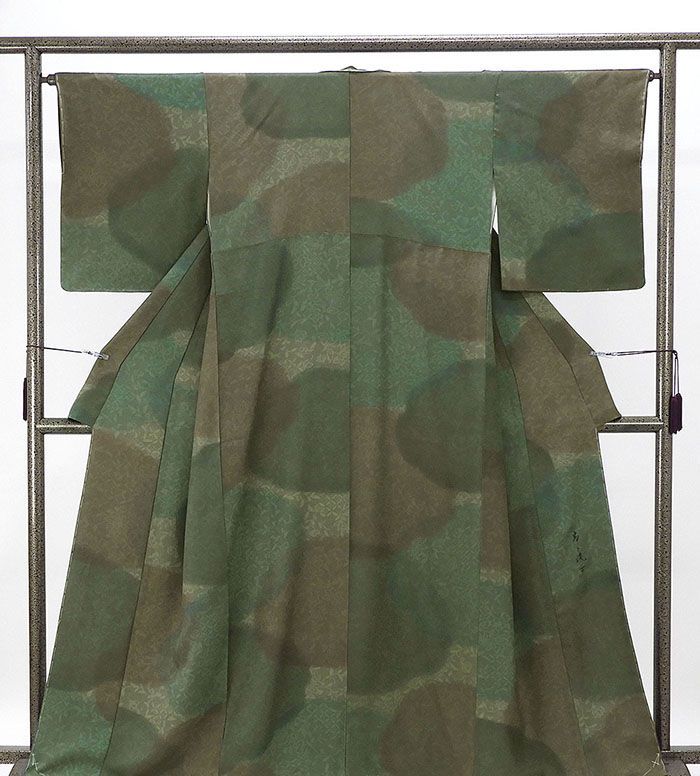 小紋 正絹 染色家 岸上純平 身丈160.5 cm 裄丈64 未着用 着物 c 4084