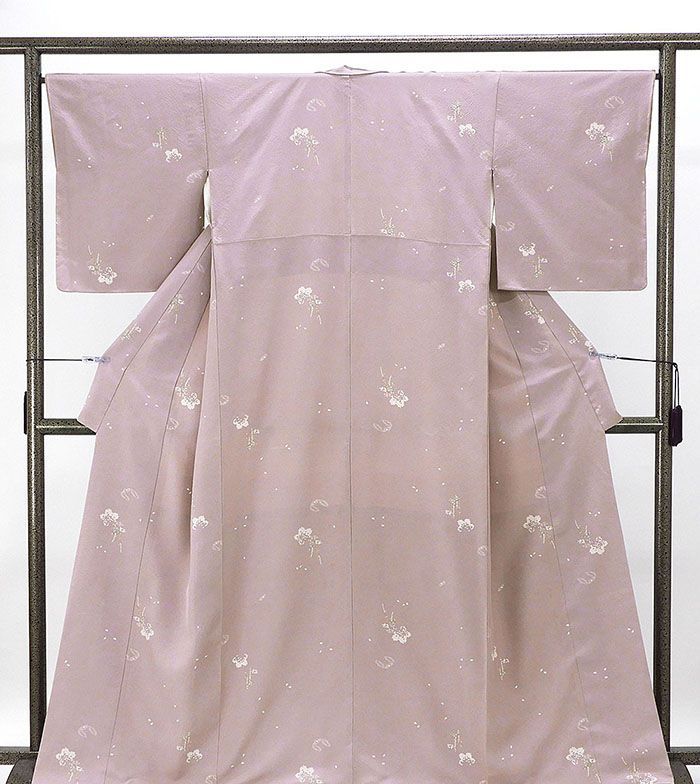 小紋 正絹 桜 身丈163.5 cm 裄丈66 リサイクル 着物 c 4085