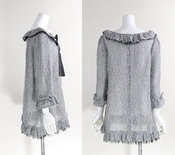 M S GRACY カメリアコサージュ付 サマーツイード チュニック ブラウス サイズ42 黒 エムズグレイシー G 114