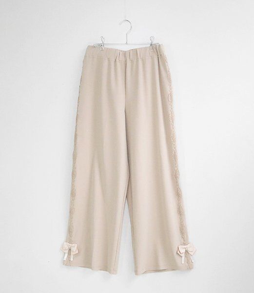 Super Beauty サイドレースリボン ストレッチ パンツ サイズ40 ベージュ スーパービューティ G 114