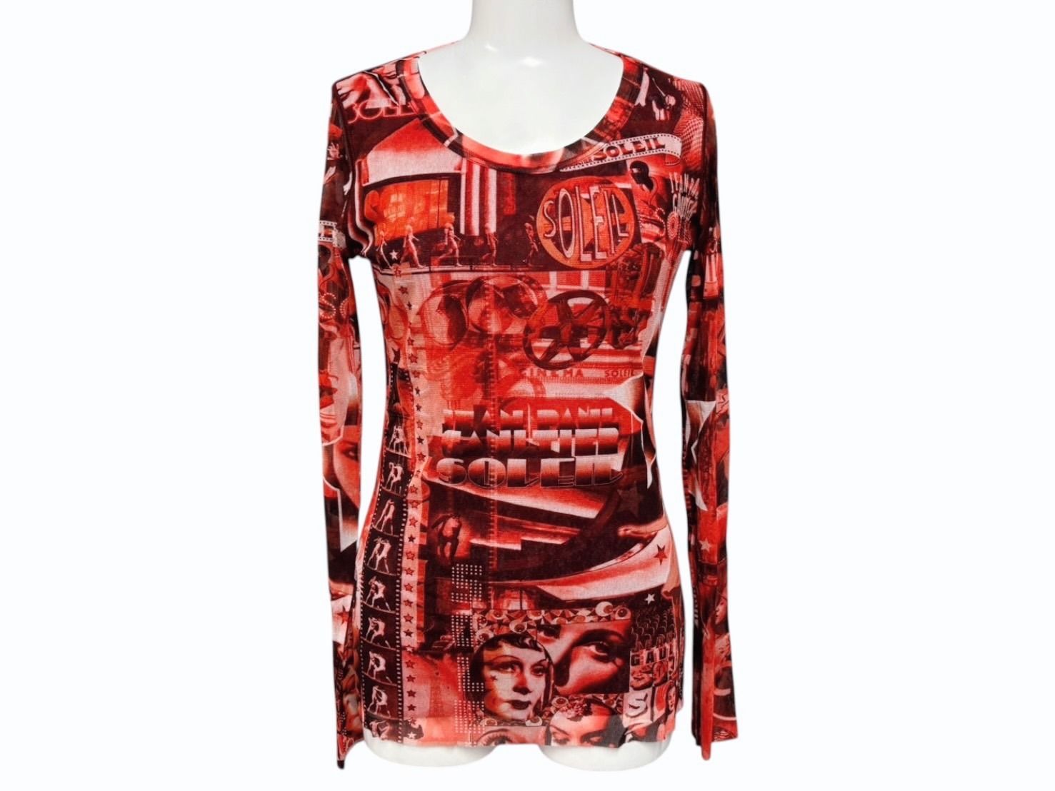 JEAN PAUL SOLEIL ジャンポールゴルチエ パワーネット シアートップス ロングカットソー レッド 4 b 009287