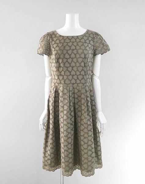 M S GRACY ハート柄 刺繍 レース ワンピース サイズ40 ブラウン フ ドレス エムズグレイシー G 114