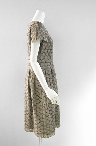 M S GRACY ハート柄 刺繍 レース ワンピース サイズ40 ブラウン フ ドレス エムズグレイシー G 114