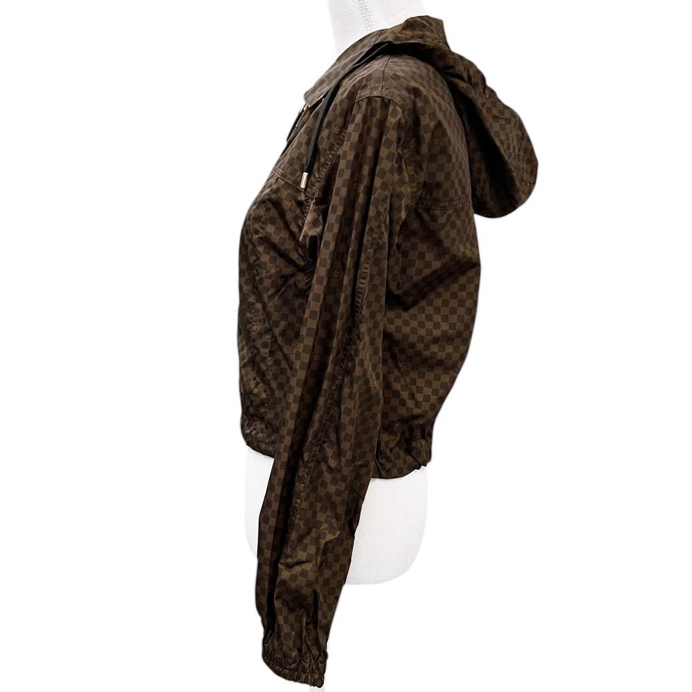 ルイ・ヴィトン ダミエ柄 フーデッドジャケット レディース 36サイズ 送料込*ルイヴィトン*3Dダミエウォッシュデニムジャケット (Louis