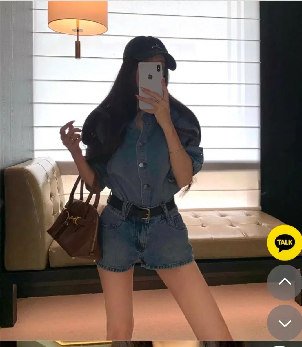 デニムシャツ＆ハーフパンツセット