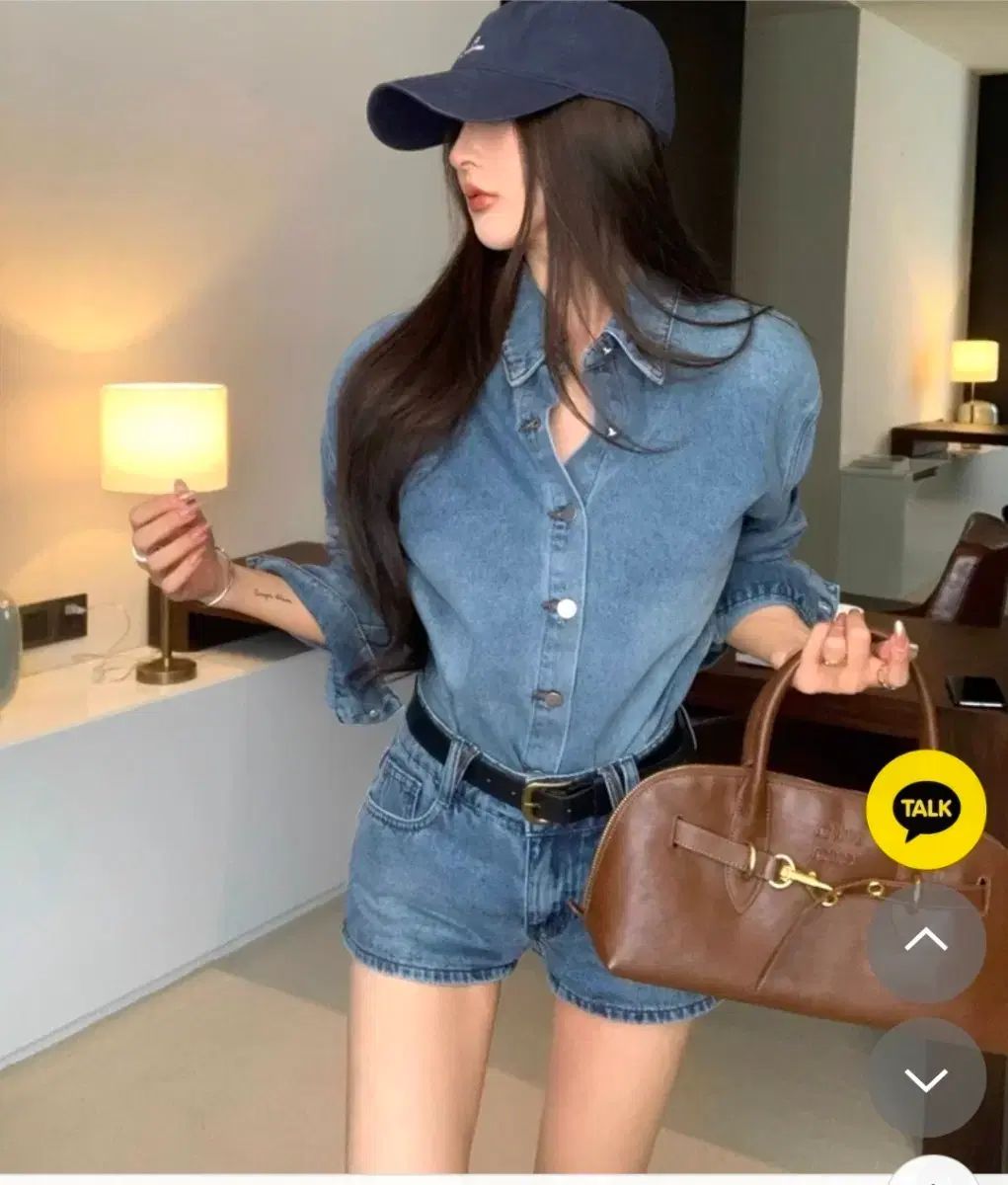 デニムシャツ＆ハーフパンツセット