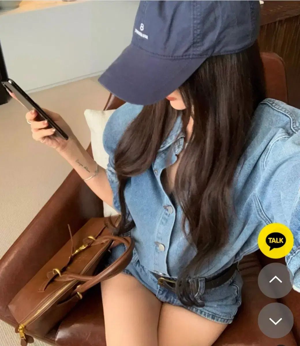 デニムシャツ＆ハーフパンツセット