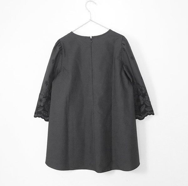 エムズグレイシー　42サイズチュニック M'S GRACY ◇ 花刺繍レース Aライン チュニック ブラウス サイズ42 黒