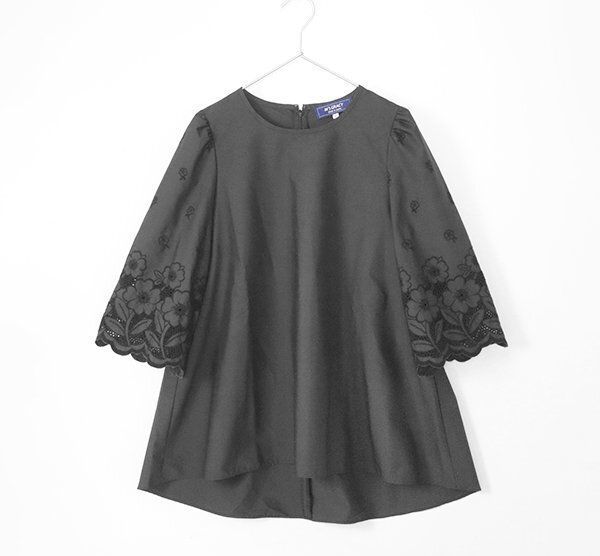 M S GRACY 花刺繍レース Aライン チュニック ブラウス サイズ42 黒 エムズグレイシー 137 G 114