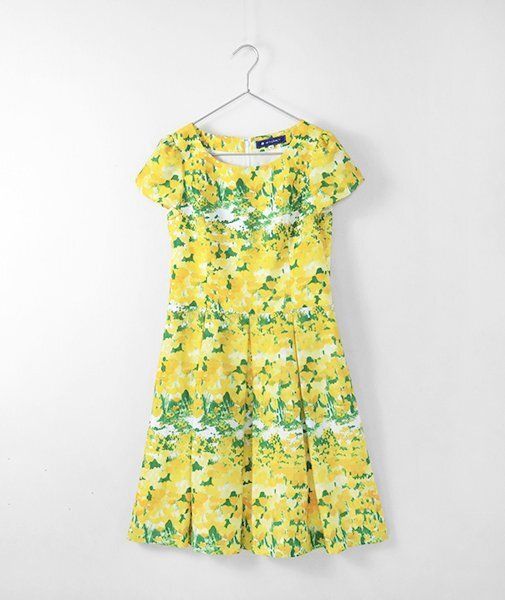 M S GRACY フローラルプリント柄 フ ワンピース イエロー サイズ40 半袖 チューリップ柄 エムズグレイシー G 114