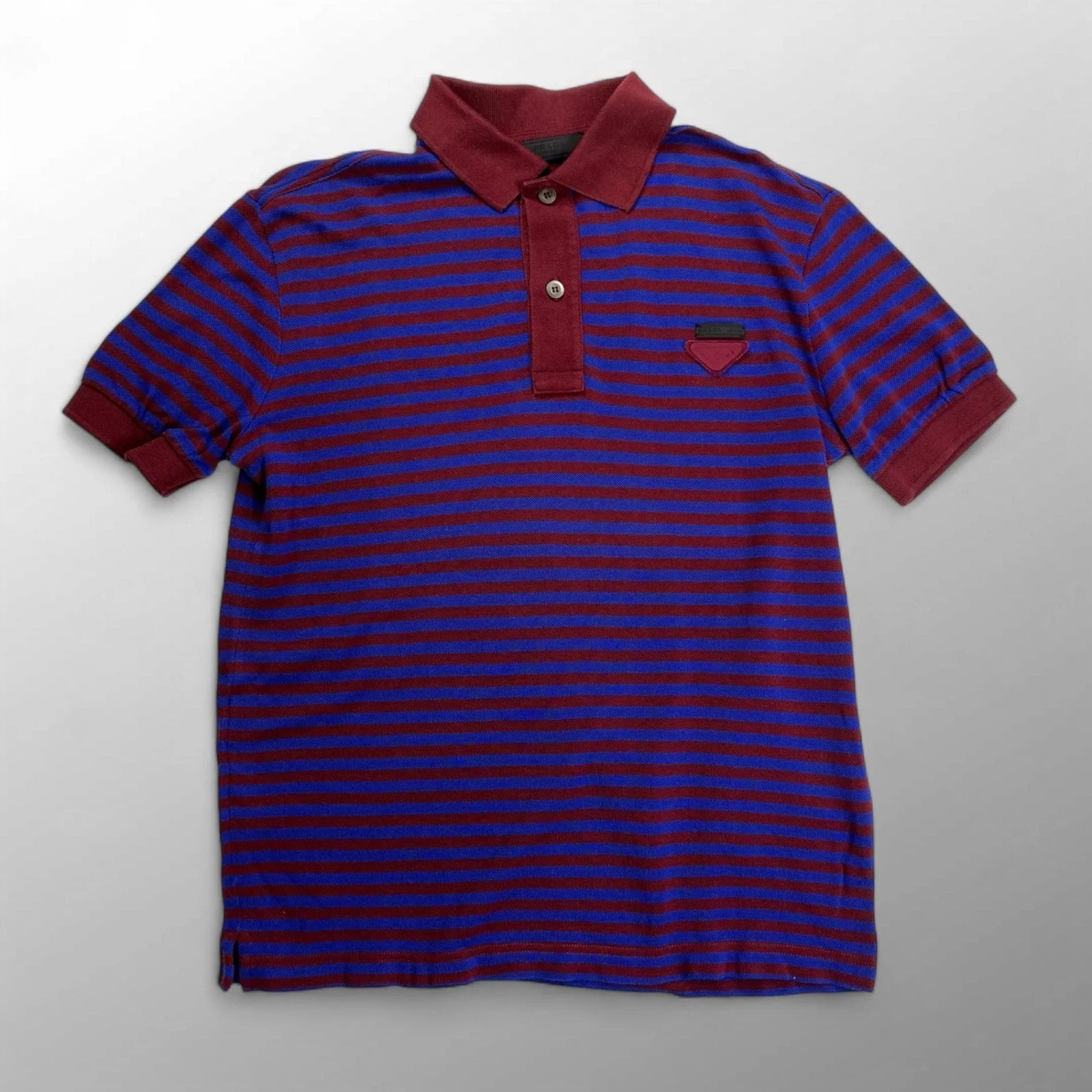 PRADA プラダ ボーダー ポロシャツ 三角ロゴプレート ユニセックス UJM 730 SIZE XS