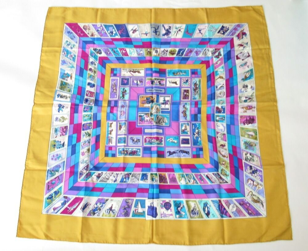 HERMES エルメス 切手柄 カレ90 正方形 スカーフ レディース 婦人 女性 rk 9307