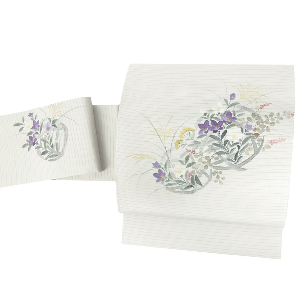 C 夏物 萩の花模様 薄緑 正絹 六通 薄物 絽 紗 カジュアルな名古屋帯 C 夏物 萩の花模様 薄緑 正絹 六通 薄物 絽 紗 カジュアルな名古屋帯 C