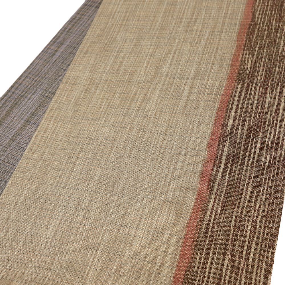 袋帯 紬 全通 正絹 中古 茶 ベージュ 縞 金通し リサイクル 帯 新古品