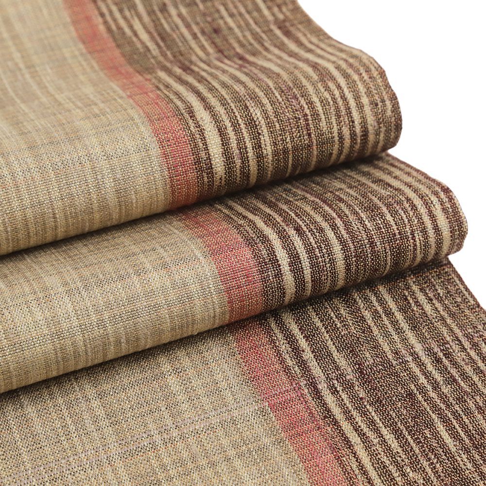 正絹 真綿紬 袋帯 サンドベージュ×赤茶 モール織ドット 美品 正絹 真綿紬 袋帯 サンドベージュ×赤茶 モール織ドット 美品