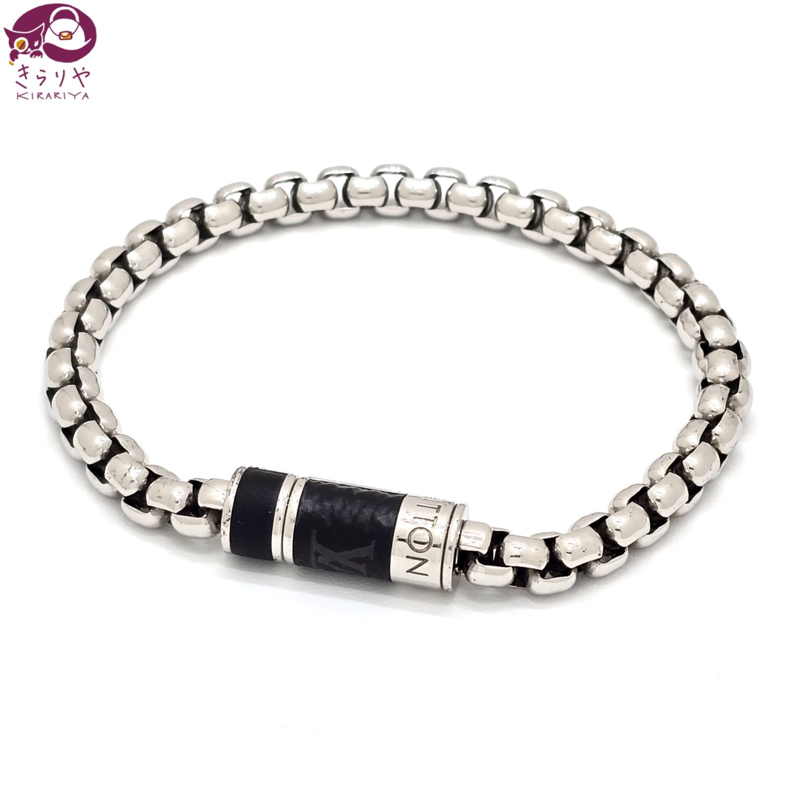 LOUIS VUITTON ルイヴィトン M 63107 ブレスレット･チェーン モノグラム 腕周り約18 5㎝ モノグラム･エクリプス キャンバス シルバー メタル