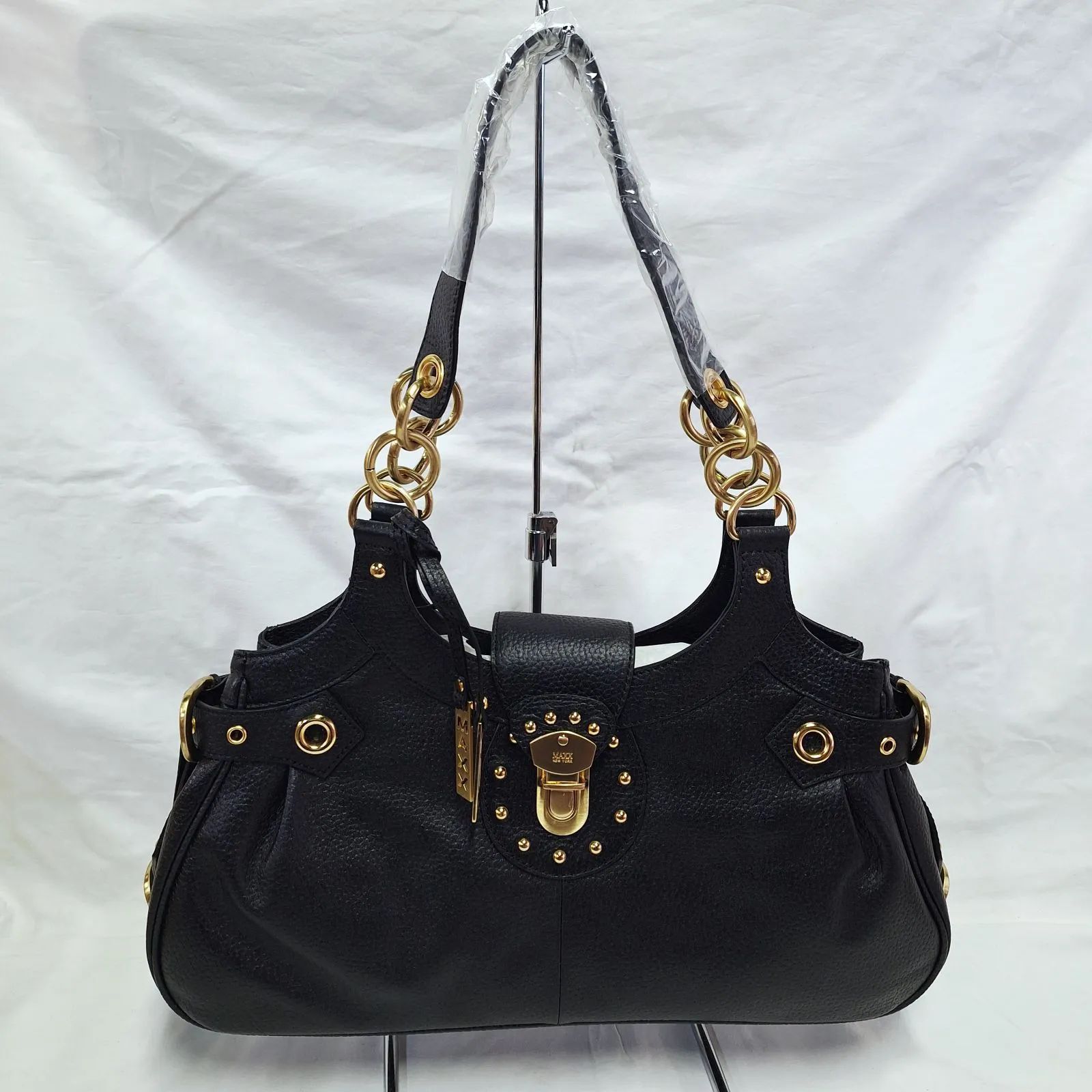 未使用☆MAXX NEW YORK レザー調 ハンドバッグ 肩掛け ブラック Y2K