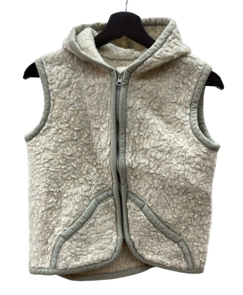 コールドブレーカー COLD BREAKER Vest ROBBY ロビー ウール WOOL 毛 フード フーディ ジップアップ ボア フリース ポーランド製 ライトグレー GRAY 灰色 43609 ベスト 無地 グレー XLサイズ 104 LT 275