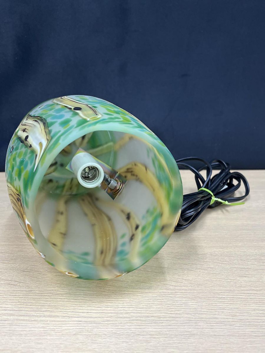 記念品】月夜野工房 TSUKIYONO 工芸ガラス テーブルランプ 木陰 約21cm