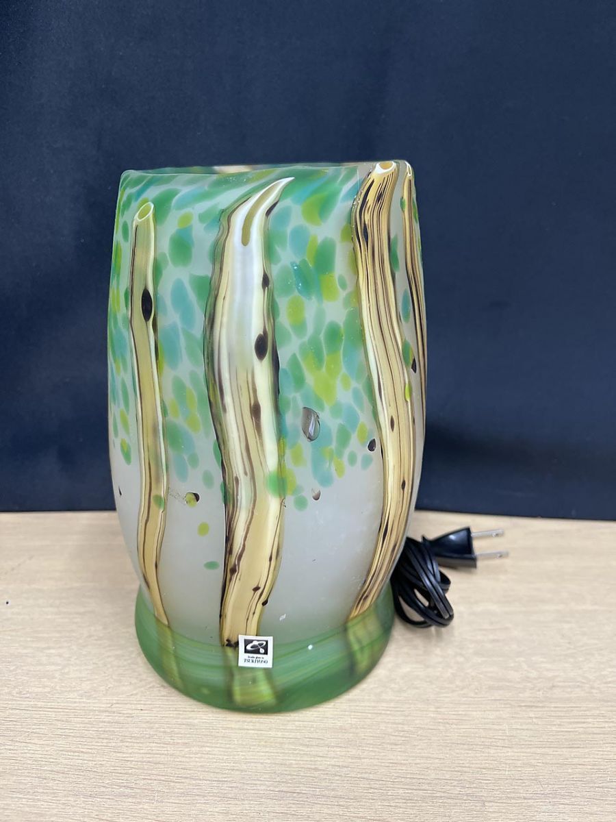 記念品】月夜野工房 TSUKIYONO 工芸ガラス テーブルランプ 木陰 約21cm