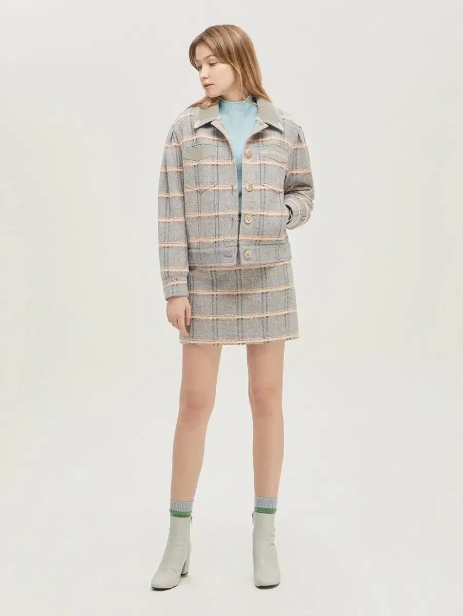 DEWL チェック アウター スカート セットアップ 55