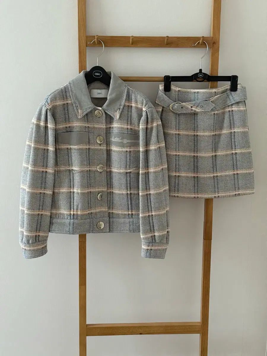 DEWL チェック アウター-スカート セットアップ 55