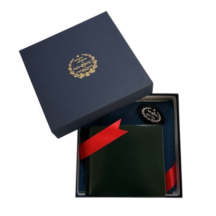 アトリエヒロ Atelier HIRO コードバン ノンステッチ 二つ折り財布 AH 053 ハンターグリーン