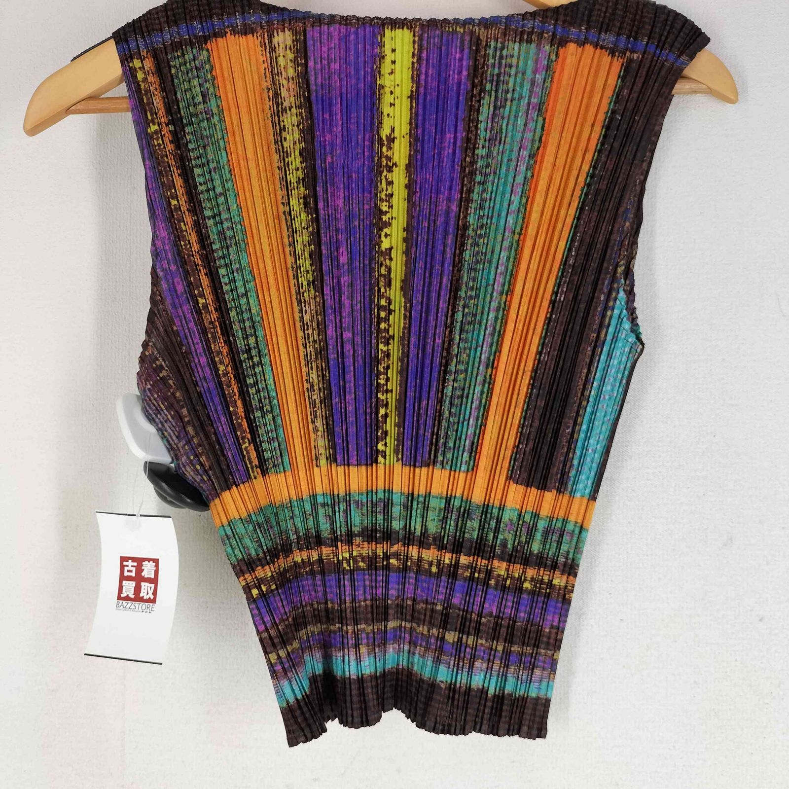 プリーツプリーズイッセイミヤケ PLEATS PLEASE ISSEY MIYAKE 12 AW 総柄 マルチ プリーツノースリーブカットソー レディース JPN 5