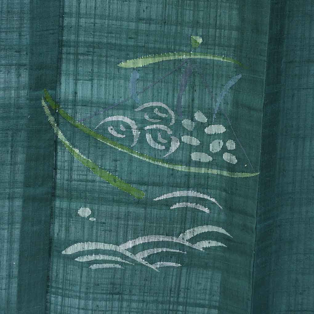 訪問着 身丈160 cm 裄64 前幅24 後幅29 袖丈46 袖幅33 レディース 単衣 船 裄Mサイズ 初夏 初秋用 正絹 シルク グリーン リメイク リユース リサイクル 呉服のきくや