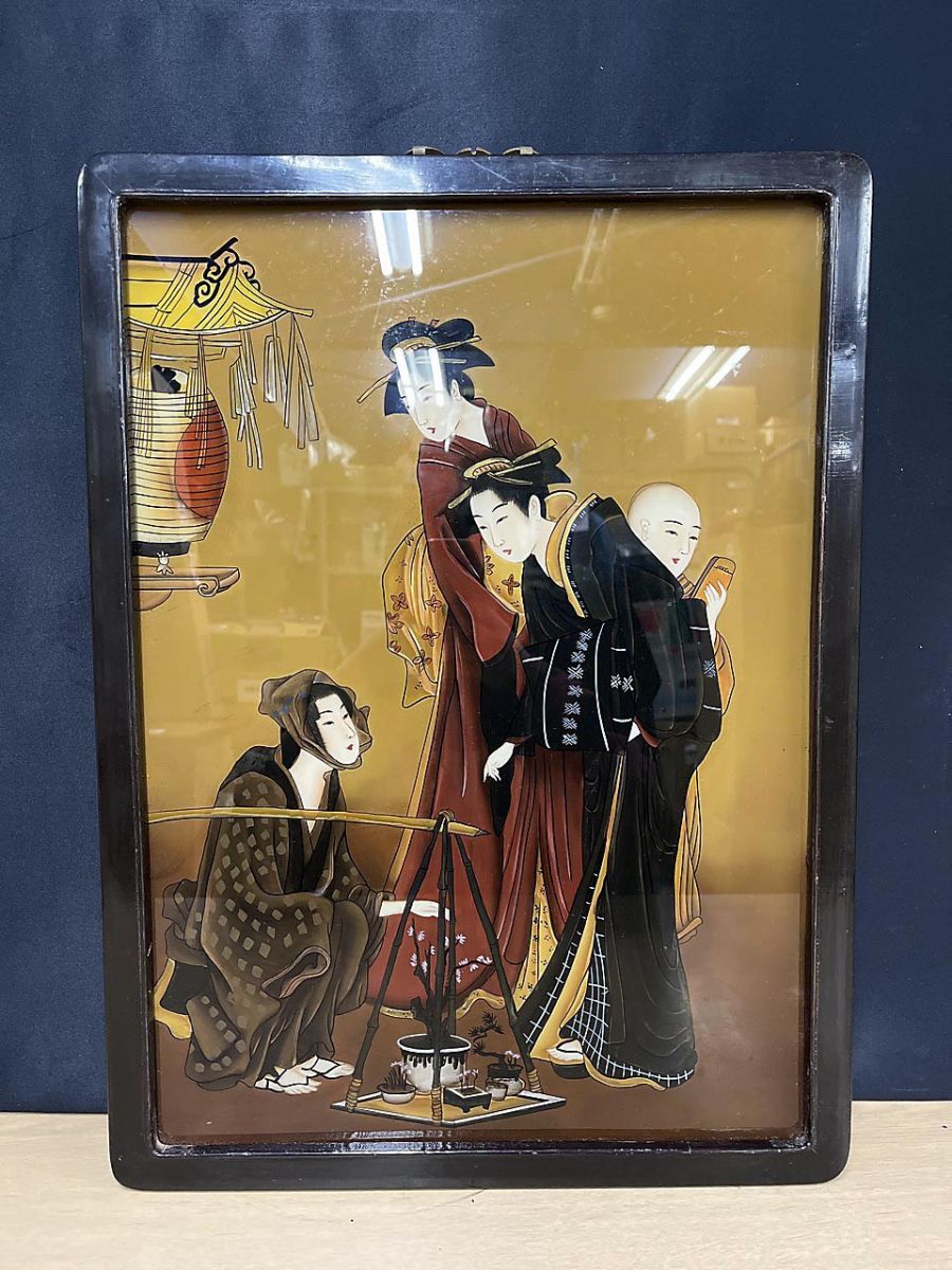 現状品】 美人画 浮世絵 ガラス絵 額装 風俗画 ※詳細不明 ☆ - メルカリ