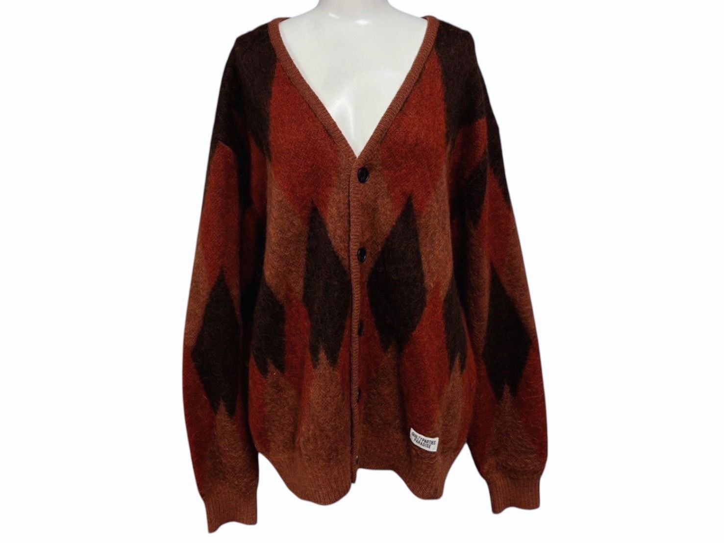 極美品 WACKO MARIA ワコマリア ダイアモンド柄 カーディガン ナイロン