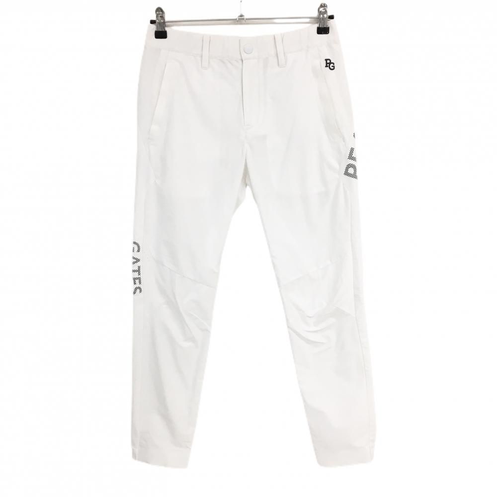 パーリーゲイツ ジョガーパンツ 白×黒 ロゴドット パンチング穴