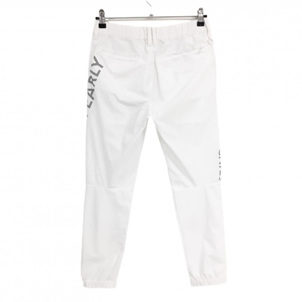 パーリーゲイツ ジョガーパンツ 白×黒 ロゴドット パンチング穴