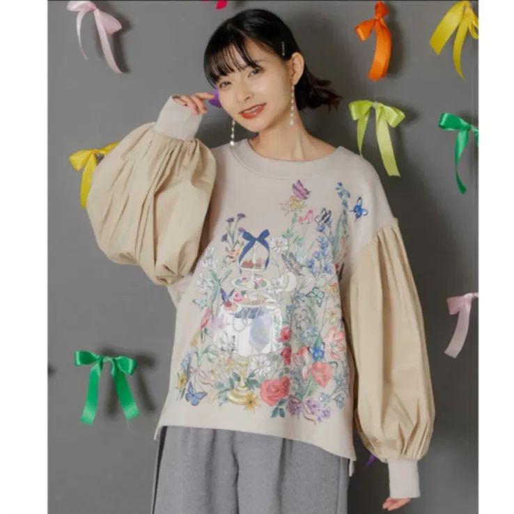 iS ScoLar アフタヌーンティーパーティー柄プルオーバー