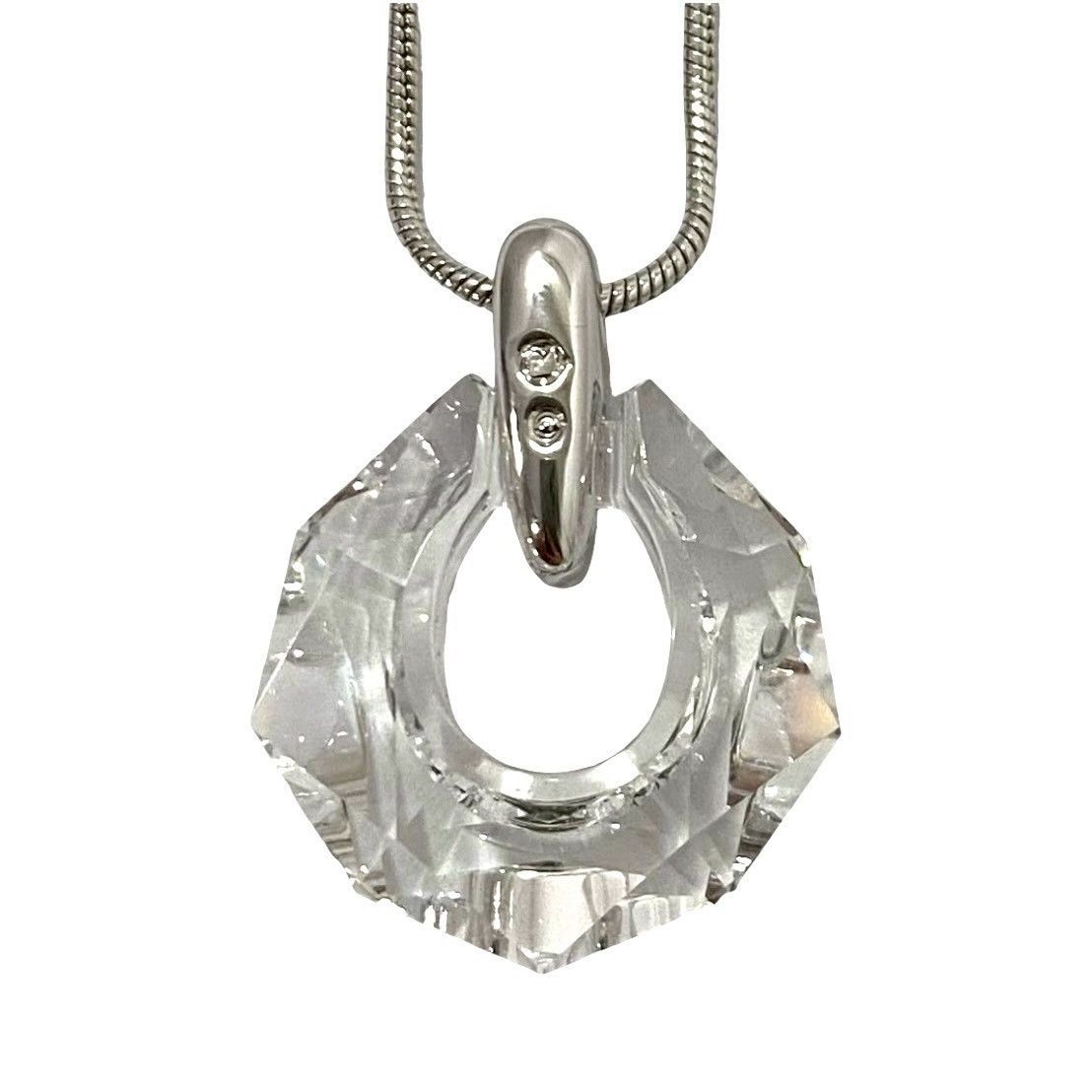 M【SWAROVSKI】 ネックレス クリスタル シルバーカラー サークル 