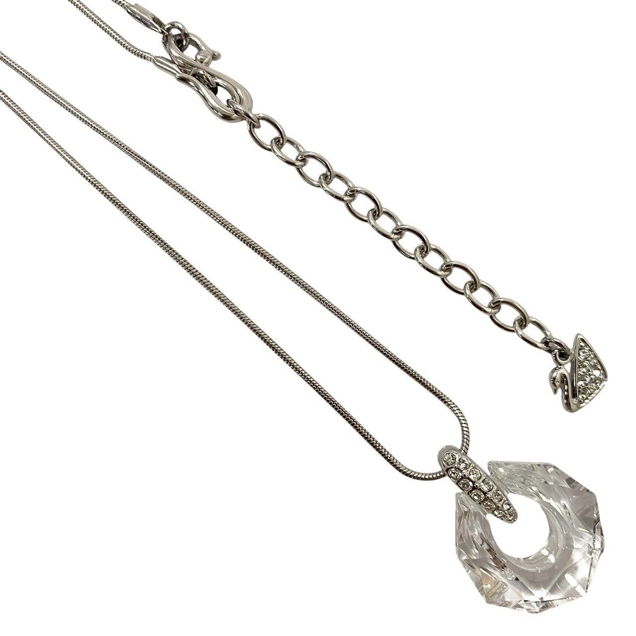 M【SWAROVSKI】 ネックレス クリスタル シルバーカラー サークル 