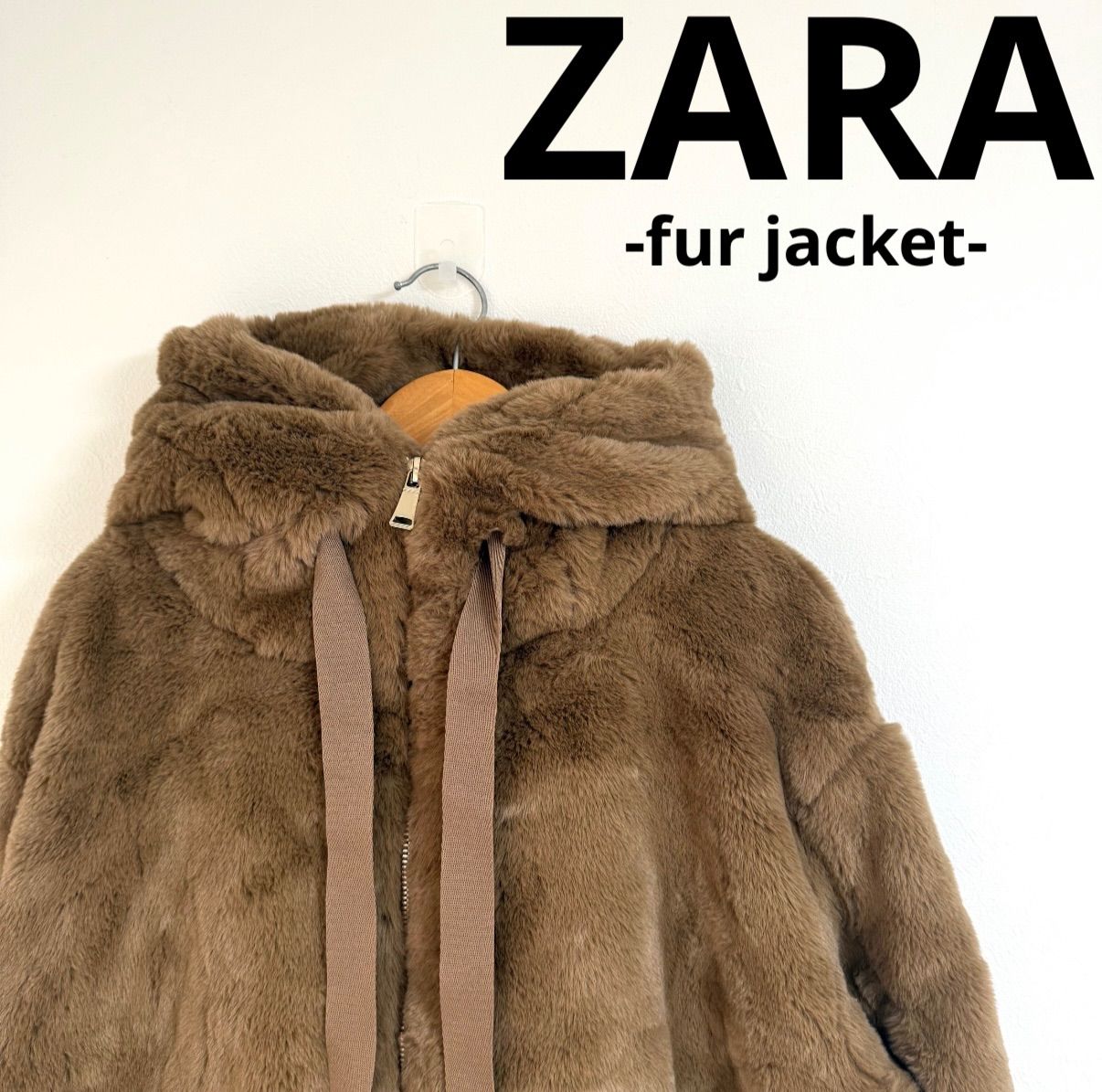 ザラ フェイクファージャケットMブラウン ZARAフードジャケット｜Yahoo 
