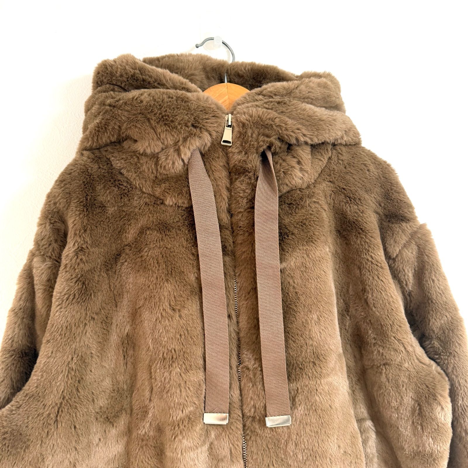 ZARA ザラ】フェイクファー フードブルゾン ブラウン L - メルカリ