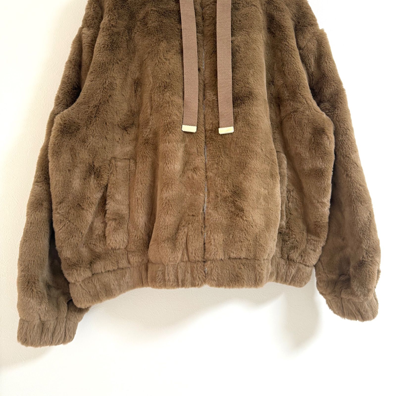 ZARA ザラ】フェイクファー フードブルゾン ブラウン L 楽天市場】ZARA 