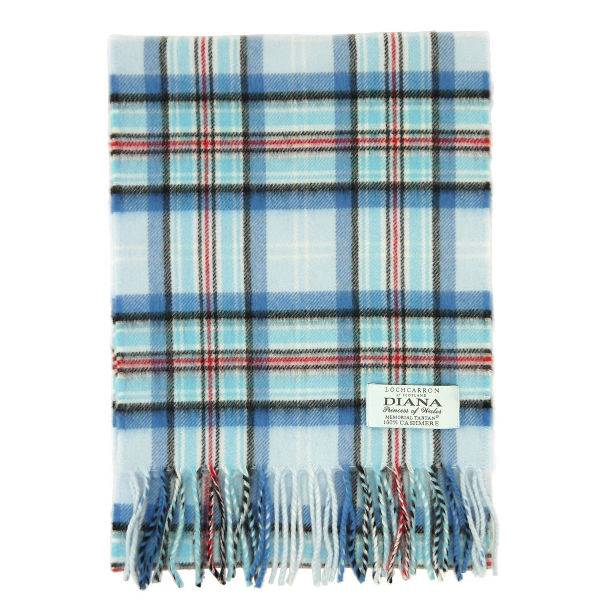 【新品未使用】ロキャロンオブスコットランド　ダイアナ妃　マフラー　ブルー 新品未使用】ロキャロンオブスコットランド ダイアナ妃 マフラー