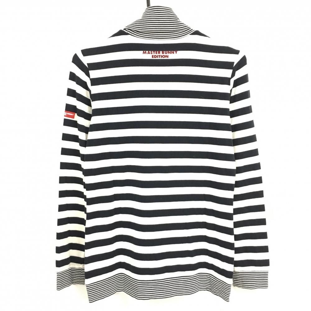マスターバニー 長袖ハイネックシャツ 白×ダークネイビー ボーダー