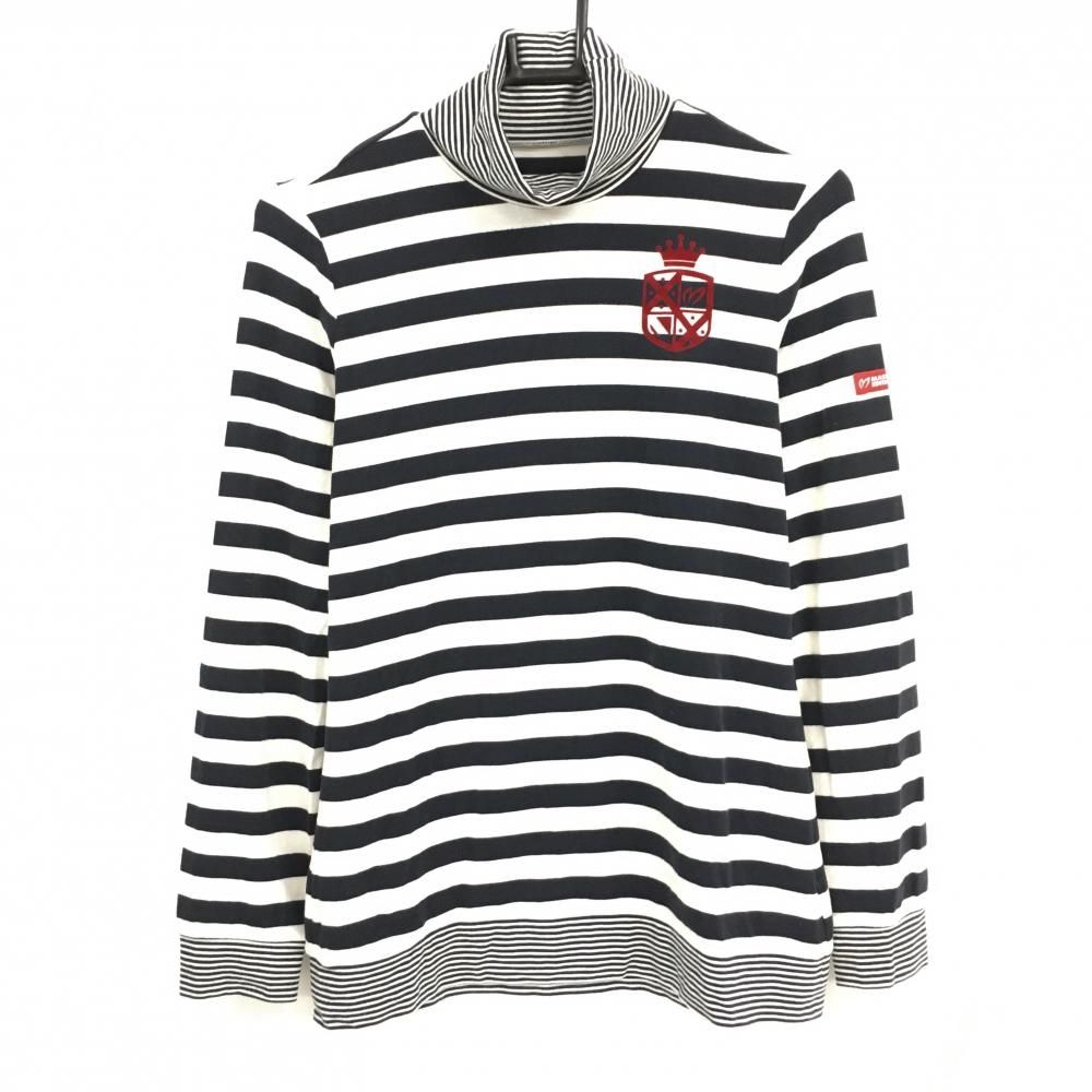 マスターバニー 長袖ハイネックシャツ 白×ダークネイビー ボーダー