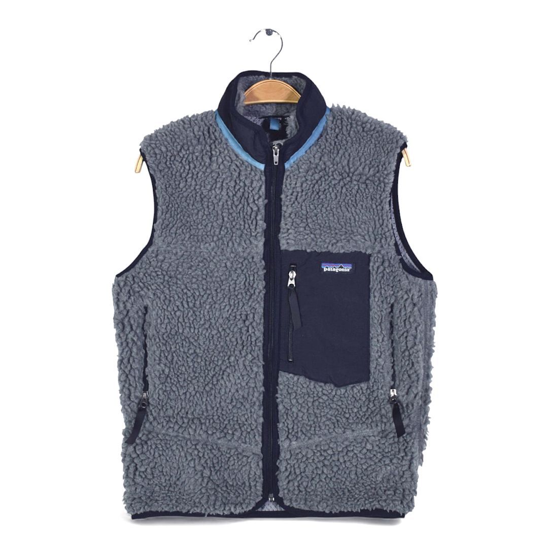 00 s パタゴニア レトロX ベスト フリースベスト 毛足長 グレー キッズ10 サイズXS相当 古着 DD 0482